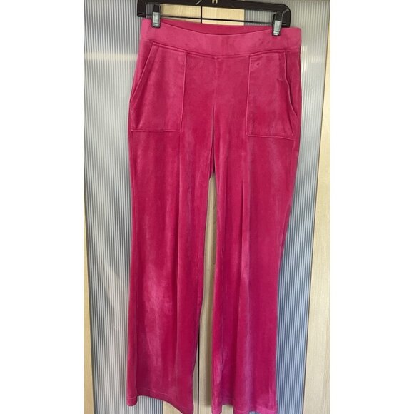 Juicy Couture Pink Velour Rhinestone Pull-On Flare Sweatpants Women's Sz S Pants - Picture 2 of 8